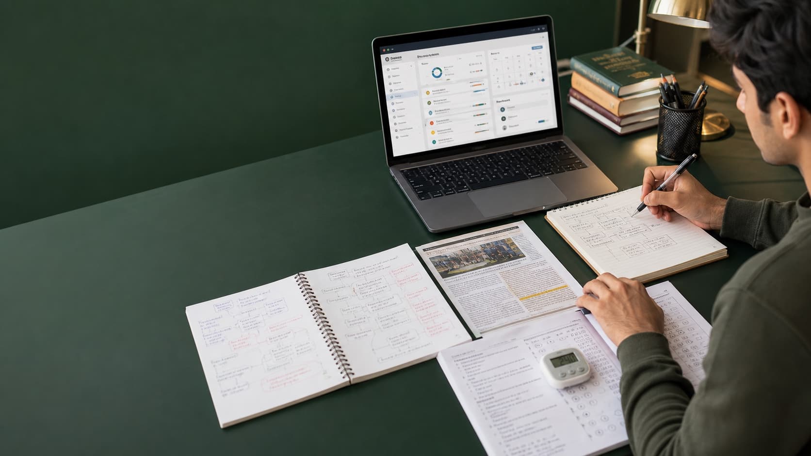 A CSS aspirant connecting digital planning, current affairs, notes, and timed practice